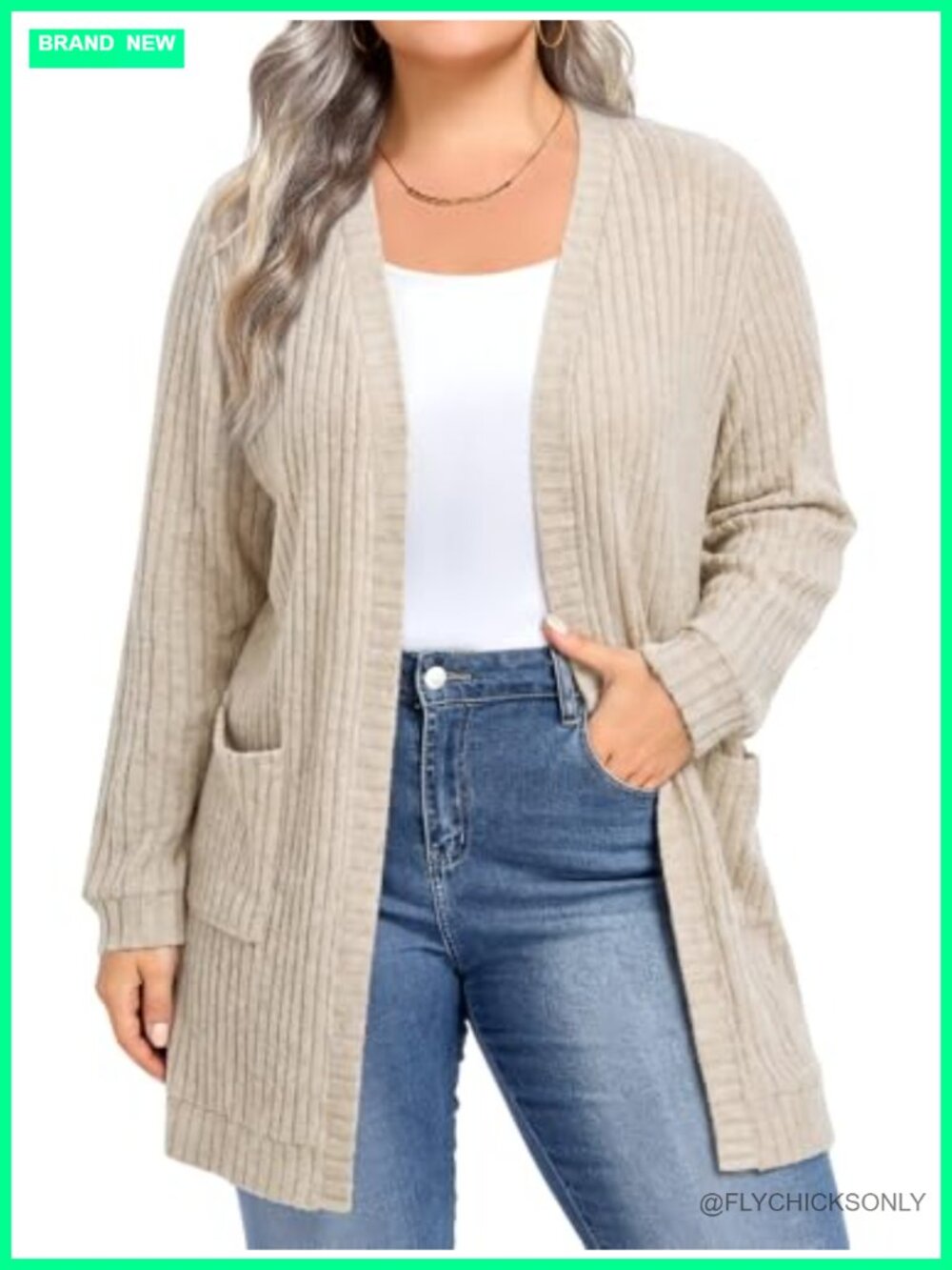 Plus Size Oversized Cardigan, Soft Brushed Open Front Sweater